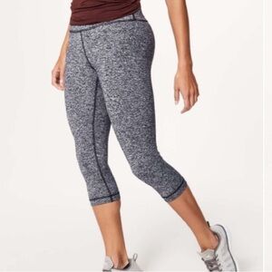 Lululemon Wunder Under High Rise 1/2 Tight 17’ Heathered Black Size 12